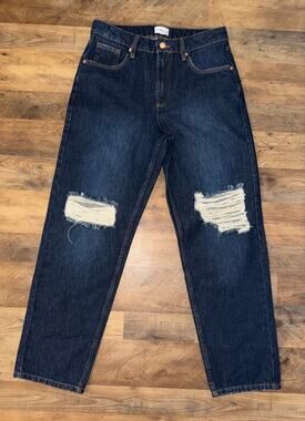 The drop women’s distressed Luca high blue jeans
